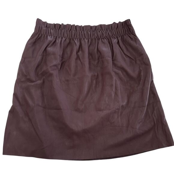 Zara Knit Skirt Womens Large Burgundy Faux Leather Pull On Pockets Lined Modern - Picture 1 of 8
